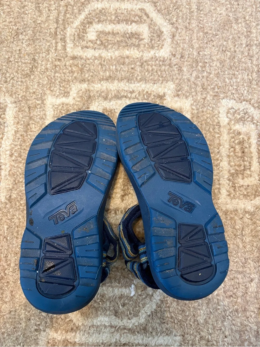 Teva Kids Navy Blue Strappy Sandals with Yellow Accent